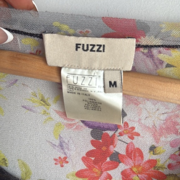 JPG Fuzzi Sheer Mesh Floral Long Sleeve Top – Cowl Neck Medium - Picture 4 of 9